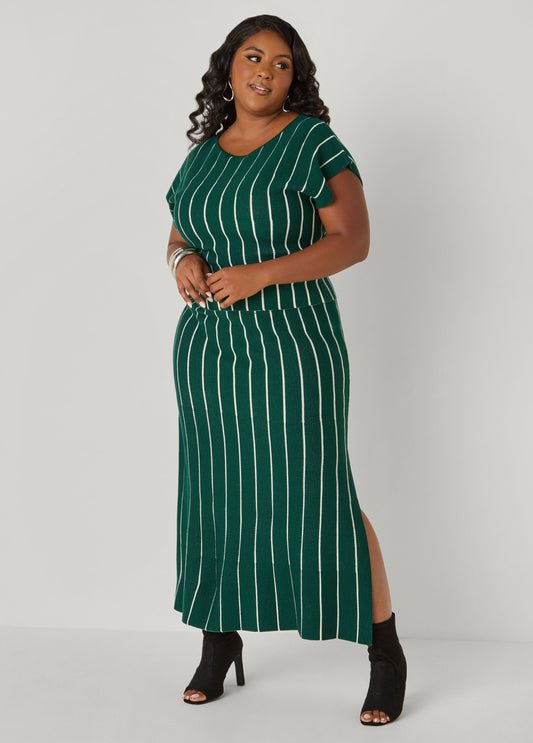 Striped Intarsia Sweater Skirt