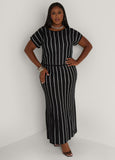 Plus Size Striped Intarsia Sweater Skirt