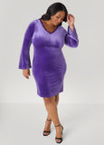 Plus Size Lace Trimmed Velvet Sheath Dress