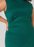 Pleated Mock Neck Maxi Dress