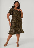 Sequin Velvet Flounced Dress