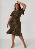 Sequin Velvet Flounced Dress
