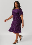 Sequin Velvet Flounced Dress