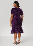 Sequin Velvet Flounced Dress