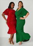 Flounced Sequin Velvet Dress