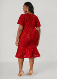 Flounced Sequin Velvet Dress