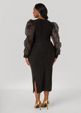 Organza Paneled Metallic Dress