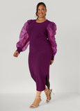 Organza Paneled Metallic Dress