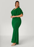 Hi Low Metallic Mermaid Gown