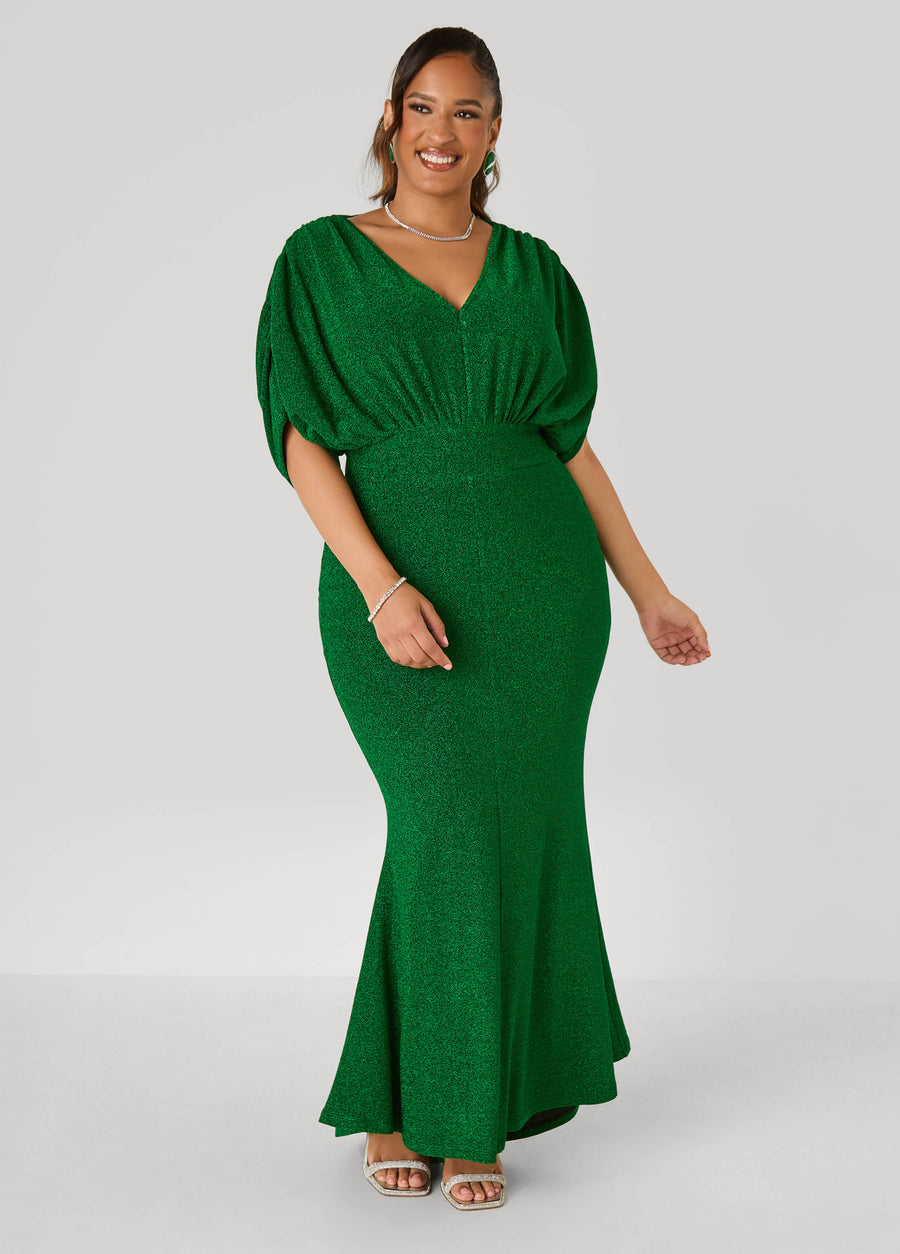 Hi Low Metallic Mermaid Gown