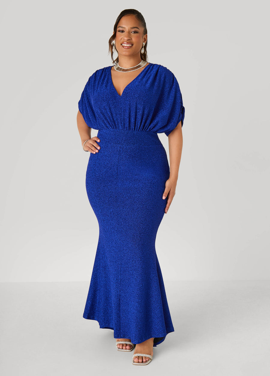Hi Low Metallic Mermaid Gown