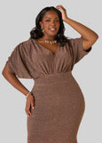 Metallic Hi Low Mermaid Gown