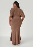Metallic Hi Low Mermaid Gown