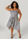 Striped Waist Tied Hi Low Dress