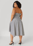 Striped Waist Tied Hi Low Dress