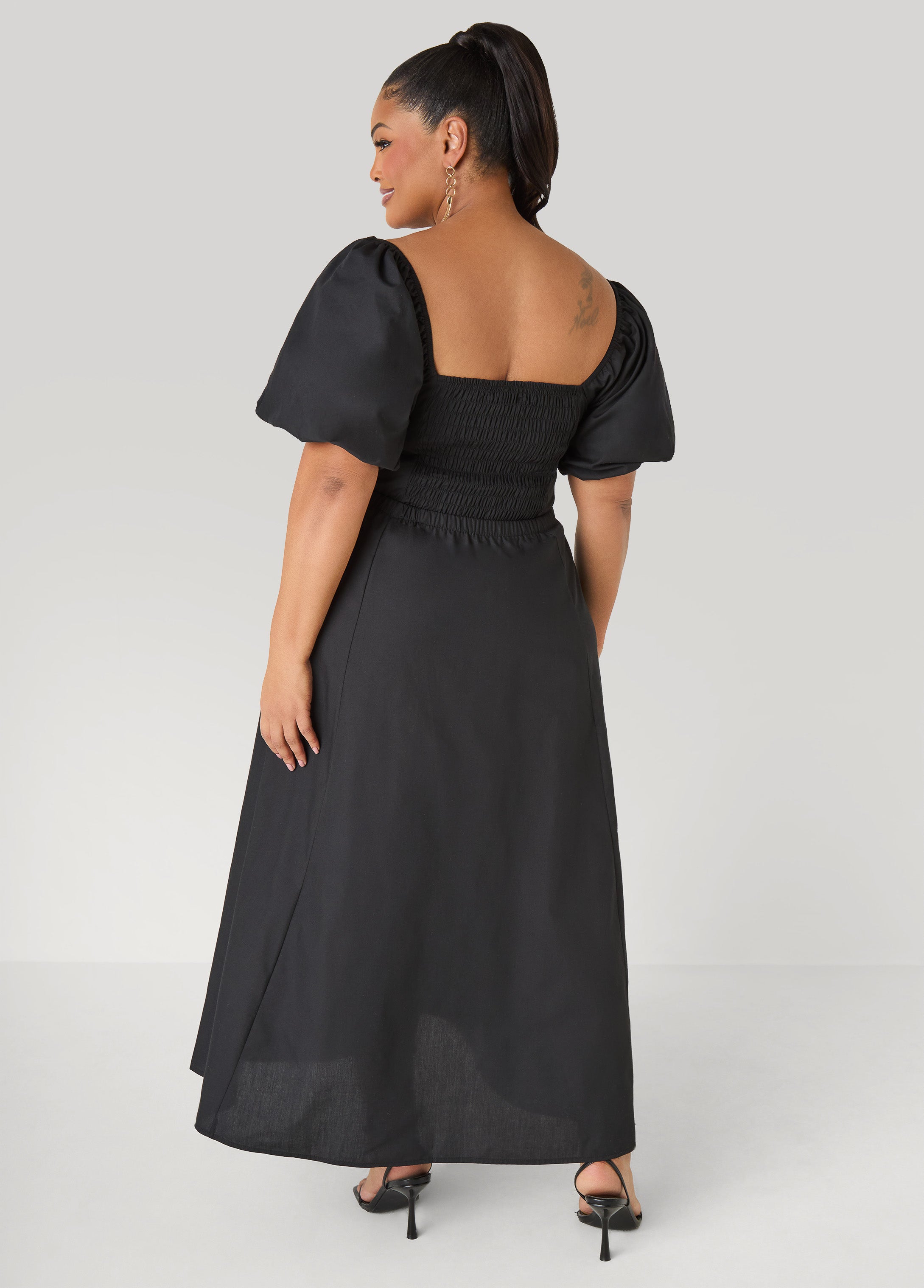 Bubble Sleeved A Line Dress - Black / 10 Bubble Sleeved A Line Dress - Black / 10
