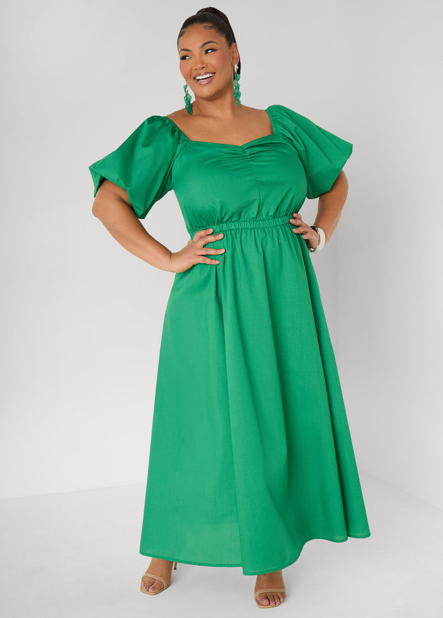 Bubble Sleeved Maxi Dress