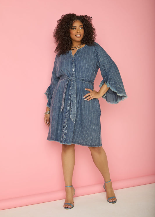 ashley stewart denim dress Cold Shoulder Textured Designed in textured denim Jeans 2024 Just Jeans Dresses