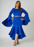 Drama Sleeved Mermaid Evening Gown