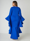 Drama Sleeved Mermaid Evening Gown
