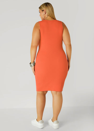 V Neck Ribbed Tank Dress