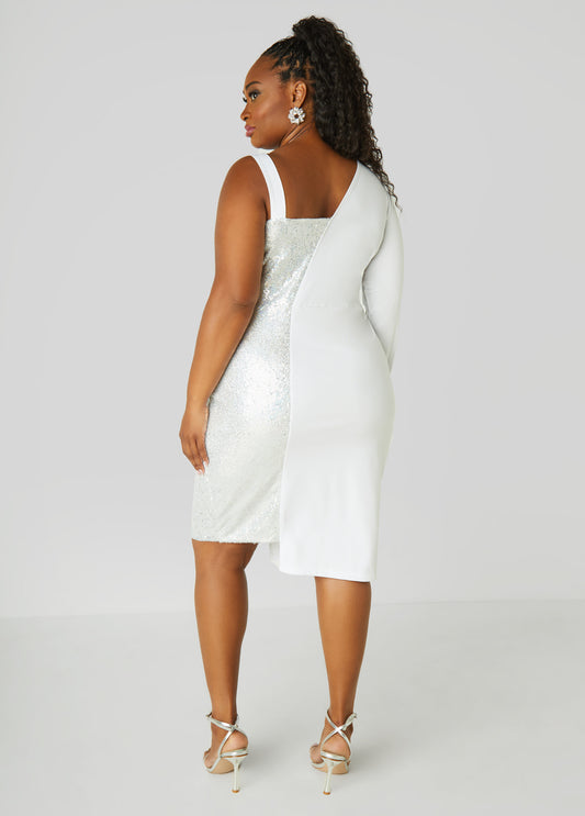 Asymmetric Sequined Blazer Dress