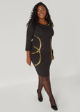 Studded Stretch Knit Sheath Dress