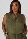 Zip Front Utility Joggers Jumpsuit