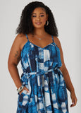 Denim Print Wide Leg Jumpsuit