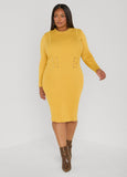 Ribbed Lace Up Sweater Dress