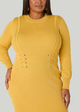 Ribbed Lace Up Sweater Dress