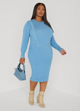 Lace Up Ribbed Sweater Dress