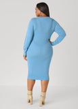Lace Up Ribbed Sweater Dress