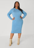 Lace Up Ribbed Sweater Dress