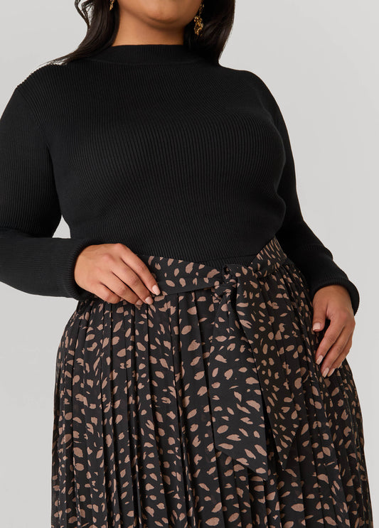 Ribbed And Polka Dot Maxi Dress