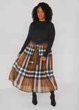 Ribbed And Plaid Maxi Dress