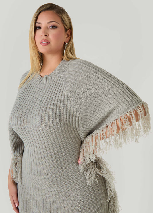 Fringed Maxi Sweater Dress