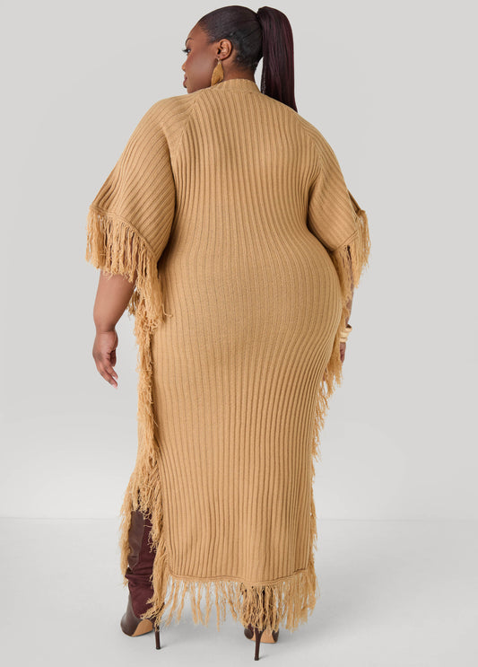 Fringed Maxi Sweater Dress Ashley Stewart Fringed Maxi Sweater Dress Ashley Stewart