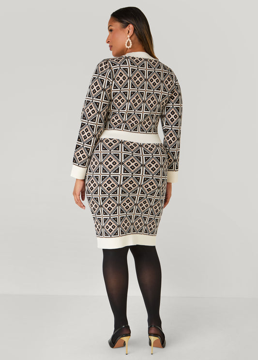 Embellished Intarsia Sweater Dress