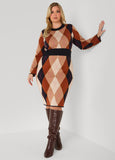 Argyle Intarsia Sweater Dress