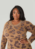 Embellished Leopard Sweater Dress
