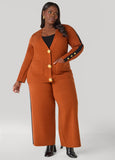 Plus Size Striped Wide Leg Knit Pants