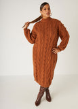 Cable Knit Midi Sweater Dress