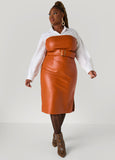 Poplin Paneled Faux Leather Dress