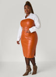 Plus Size Leather Sheath Dress Plus Size Camel Leather Midi Dress