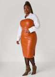 Poplin Paneled Faux Leather Dress