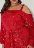 Sequined Cold Shoulder Dress