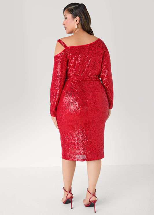 Sequined Cold Shoulder Dress