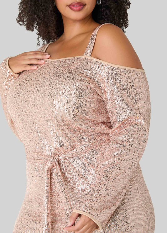 Cold Shoulder Sequined Dress Ashley Stewart Cold Shoulder Sequined Dress Ashley Stewart
