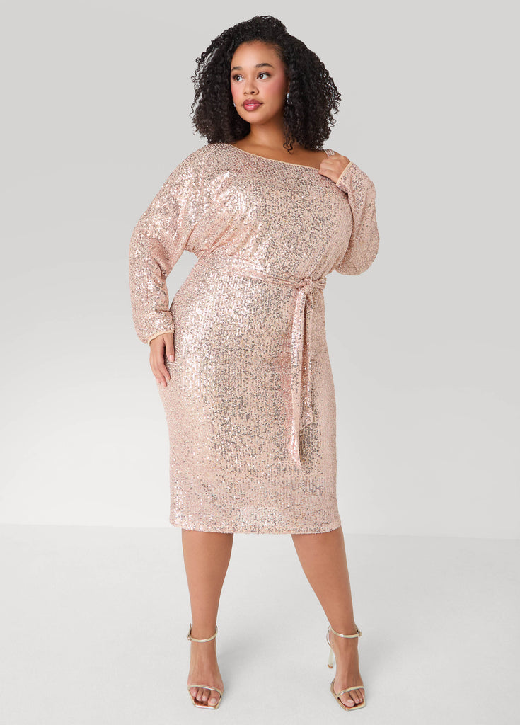 Cold Shoulder Sequined Dress Ashley Stewart Cold Shoulder Sequined Dress Ashley Stewart